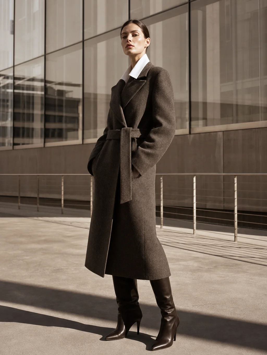 Chloe Nguyen wearing Solar Horizon Statement Trench