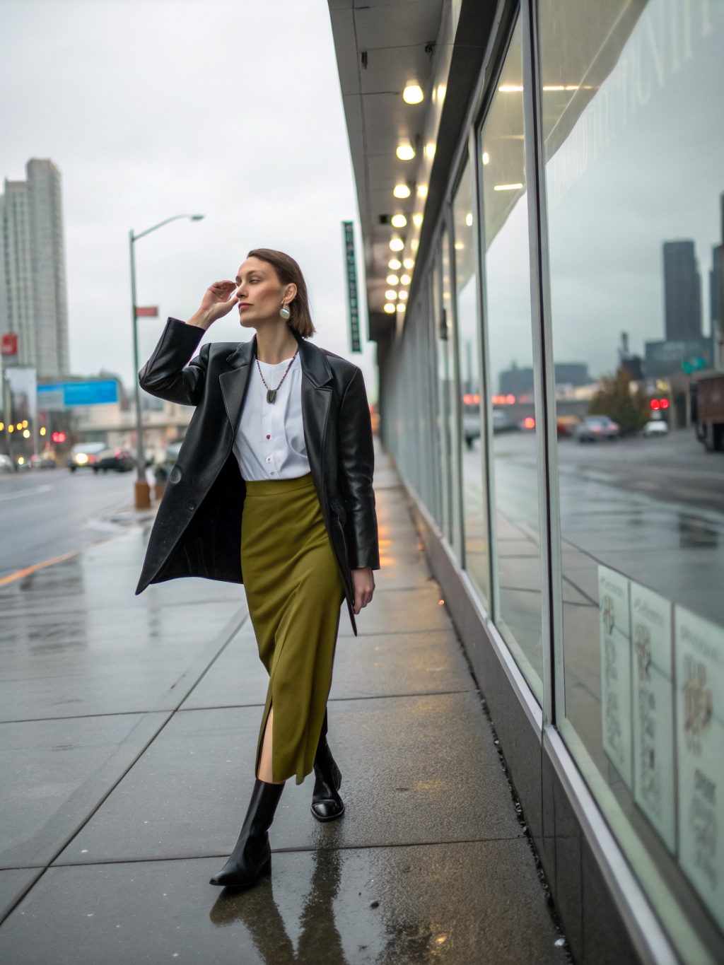 Taylor Bennett wearing Structured Poplin High-Collar Shirt